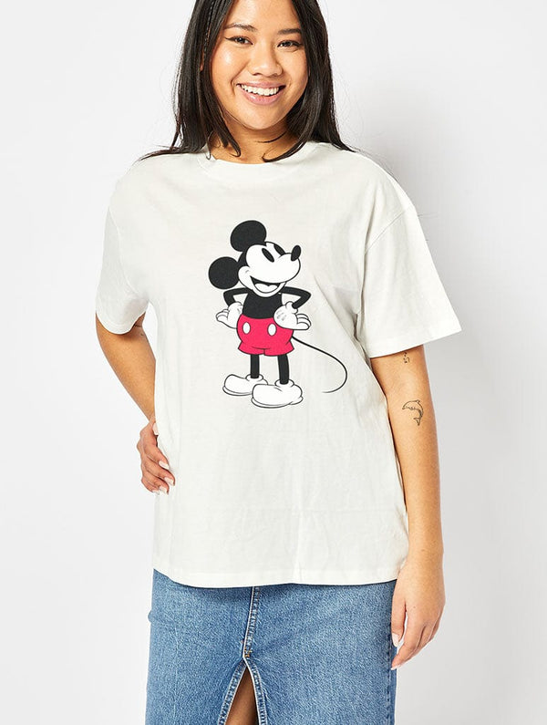 Skinnydip London Disney Mickey Mouse T-Shirt In Ecru
