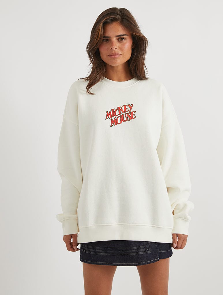 Skinnydip London Disney Mickey Vintage Ski Poster Sweatshirt In White