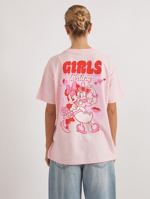 Skinnydip London Disney Minnie Mouse and Daisy Duck Galentine's T-Shirt In Pink