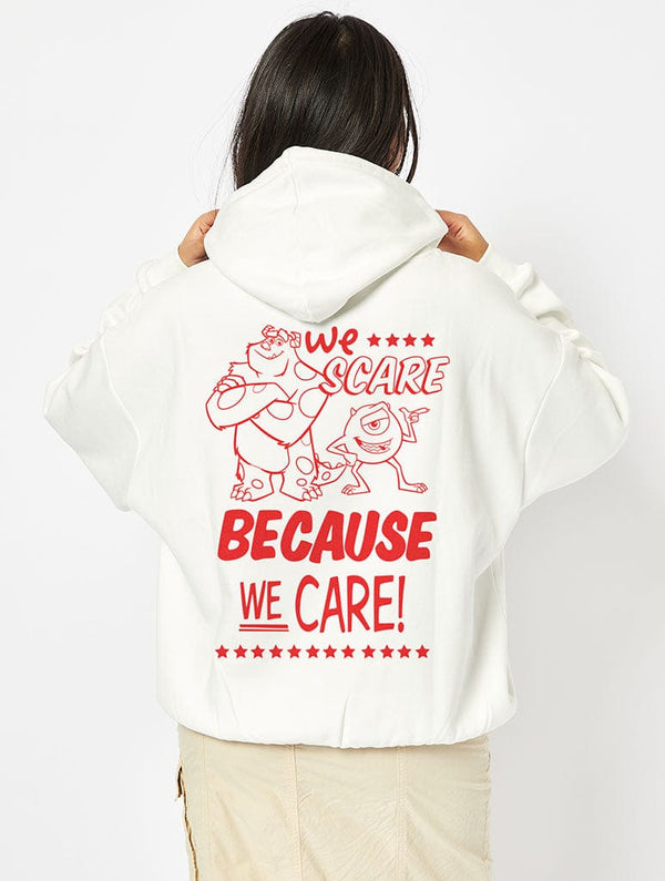 Skinnydip London Disney Monsters Inc We Scare Because We Care Hoodie in White