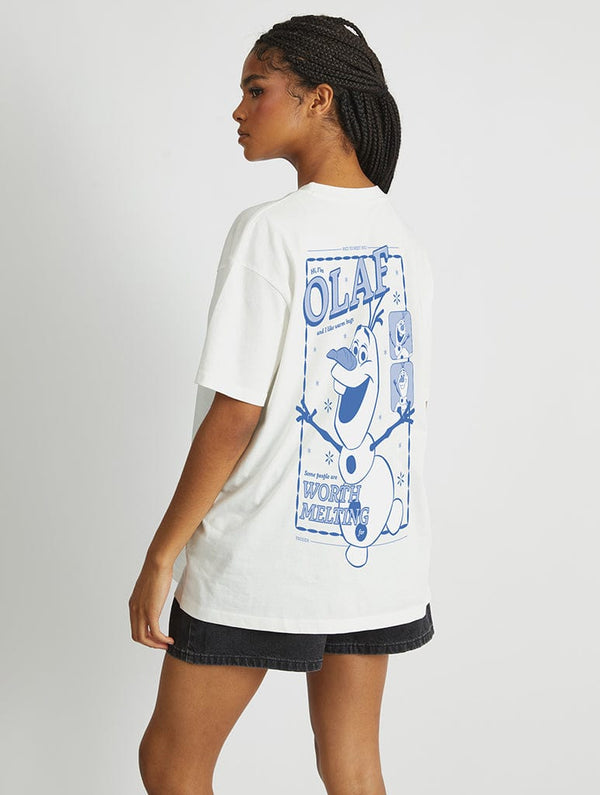 Skinnydip London Disney Olaf Poster T-Shirt In White