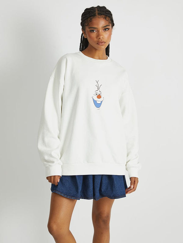 Skinnydip London Disney Olaf's Face Sweatshirt In White