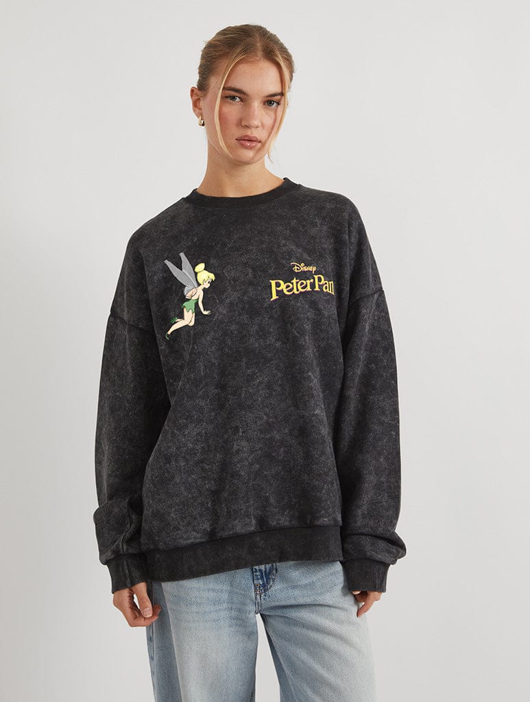 Skinnydip London Disney Peter Pan Classic Poster Sweatshirt In Acid Wash