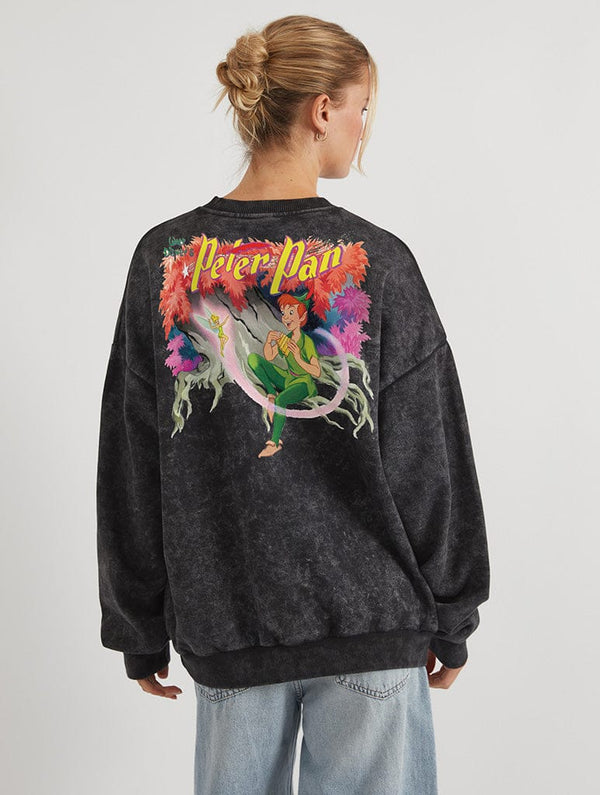 Skinnydip London Disney Peter Pan Classic Poster Sweatshirt In Acid Wash