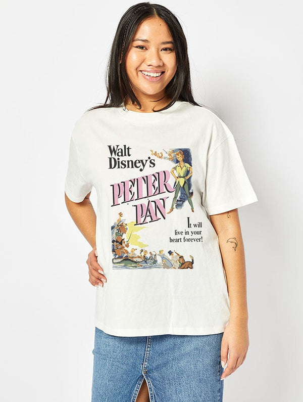 Skinnydip London Disney Peter Pan Poster T-Shirt In Ecru