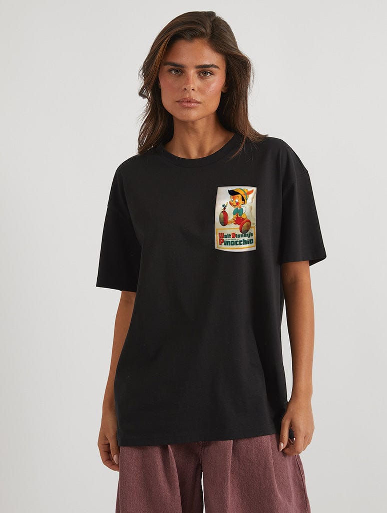 Skinnydip London Disney Pinocchio Classic Poster T-Shirt In Black