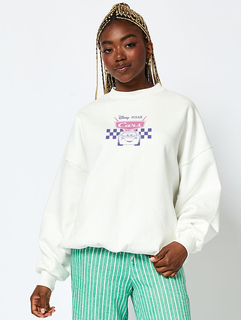 Skinnydip London Disney Pixar Cars Sweatshirt In Ecru