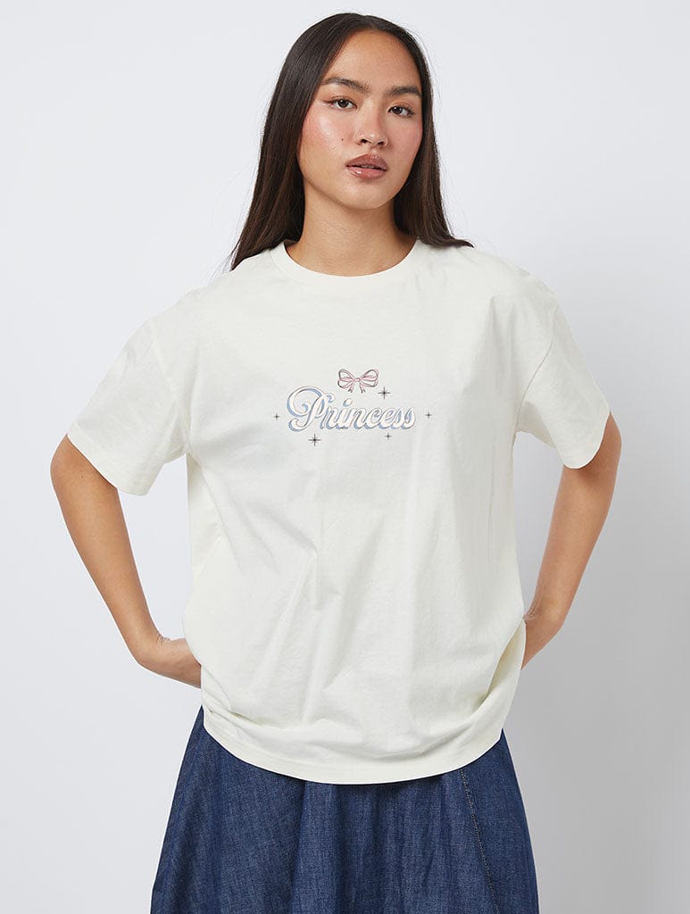 Skinnydip London Disney Princess All Year T-Shirt In White