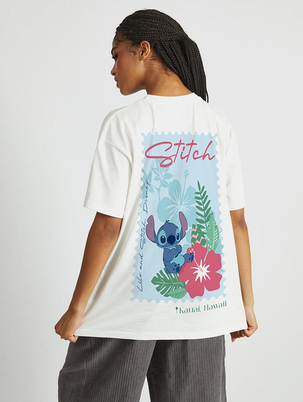 Skinnydip London Disney Stitch Hawaii Stamp T-Shirt In White – Skinnydip London