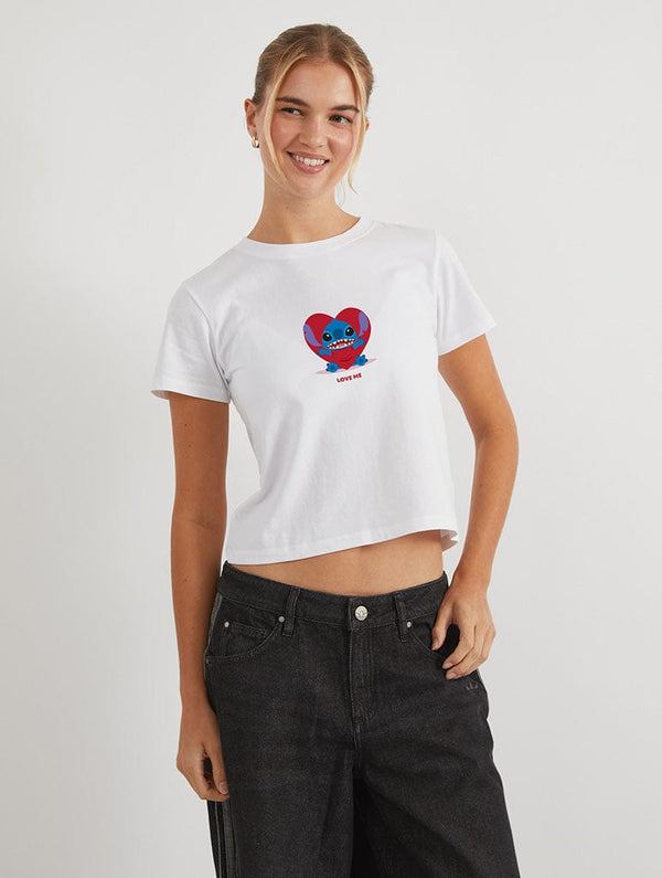 Skinnydip London Disney Stitch Love Me Baby T-Shirt In White