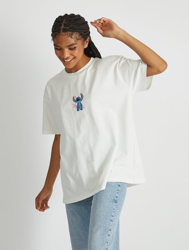 Skinnydip London Disney Stitch Says Relax T-Shirt In White