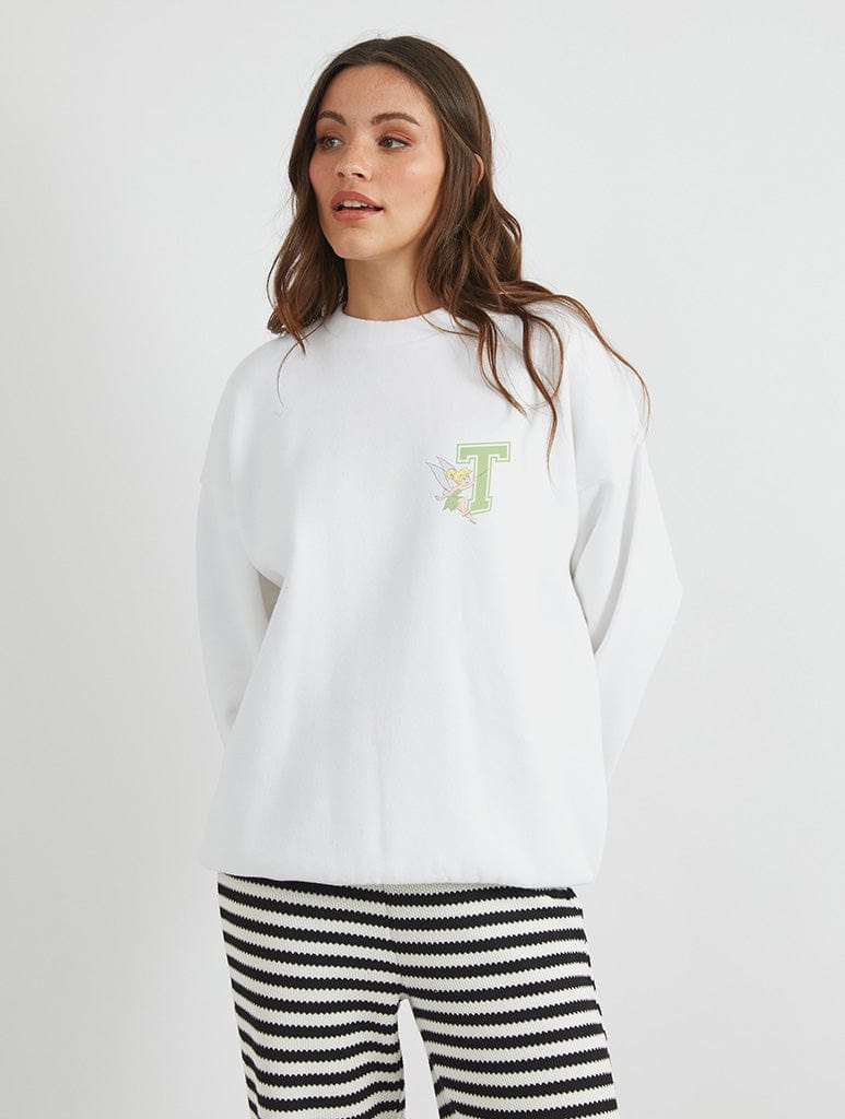 Skinnydip London Disney Tinker Bell Varsity Sweatshirt In White