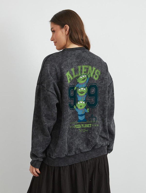 Skinnydip London Disney Toy Story Aliens Varsity Sweatshirt In Acid Wash