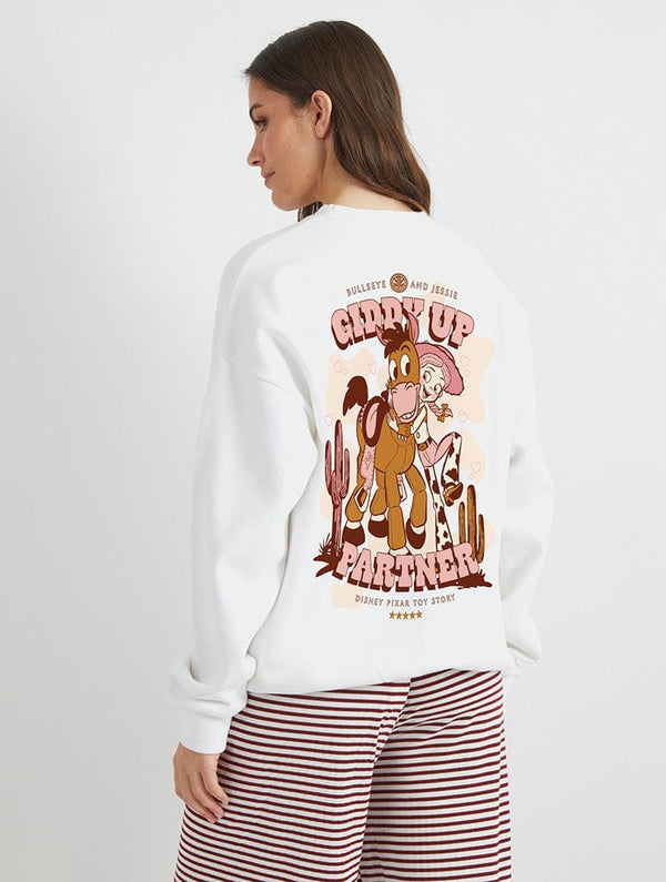 Skinnydip London Disney Toy Story Jessie and Bullseye Giddy Up Sweatshirt In White