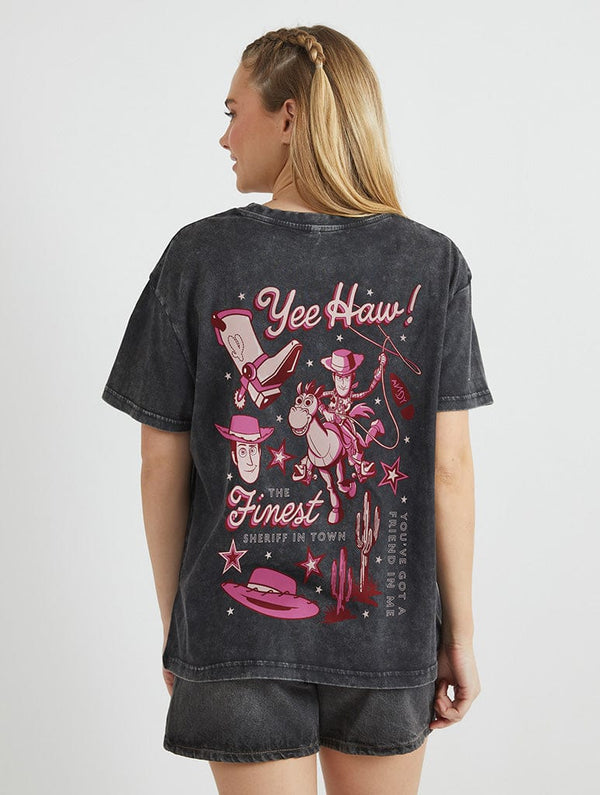 Skinnydip London Disney Toy Story Woody Finest Sheriff T-Shirt In Acid Wash