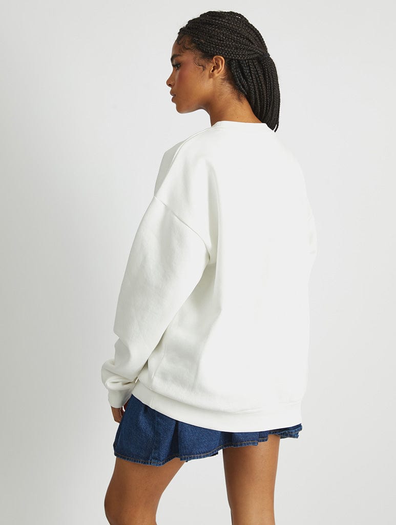 Skinnydip London Disney Varsity Mickey London Sweatshirt In White