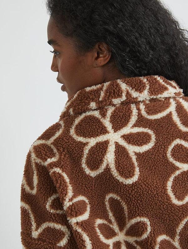 Skinnydip London Doodle Flower Borg Jacket In Brown – Skinnydip London