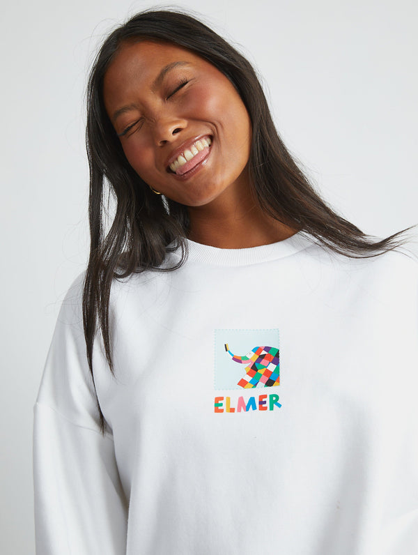 Skinnydip London Elmer Patchwork Sweatshirt In Ecru