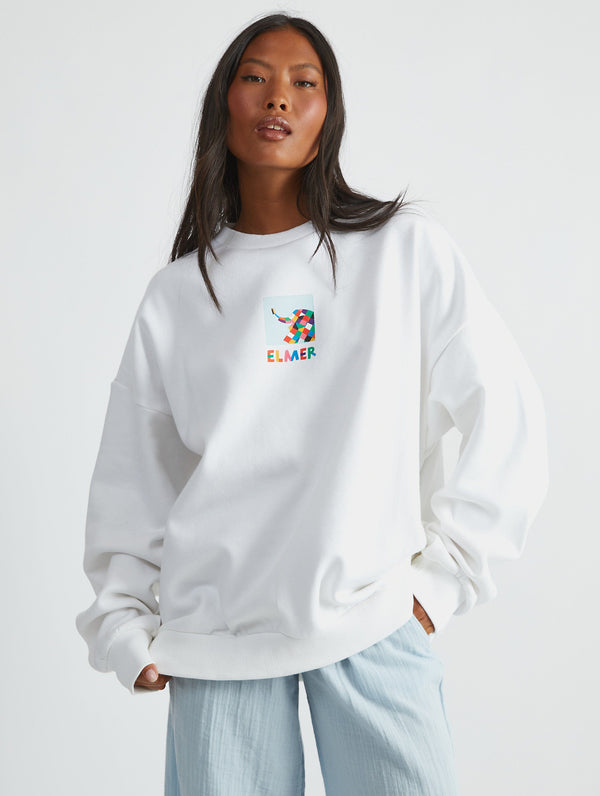Skinnydip London Elmer Patchwork Sweatshirt In Ecru