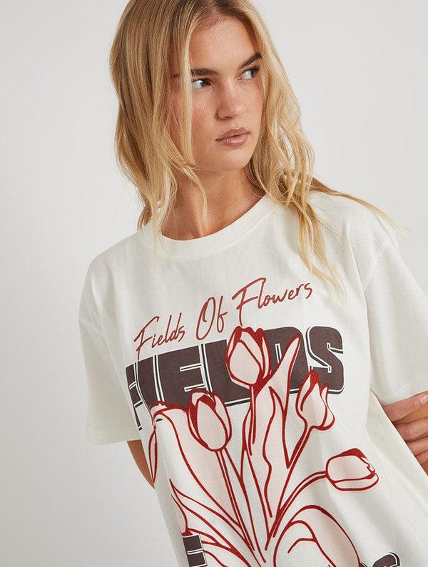 Skinnydip London Fields Of Flowers T-Shirt In Ecru – Skinnydip London
