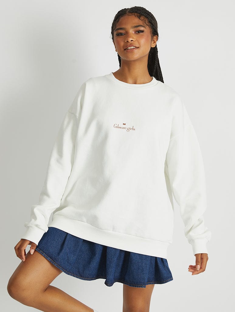 Skinnydip London Gilmore Girls X Skinnydip Stars Hollow Sweatshirt In White