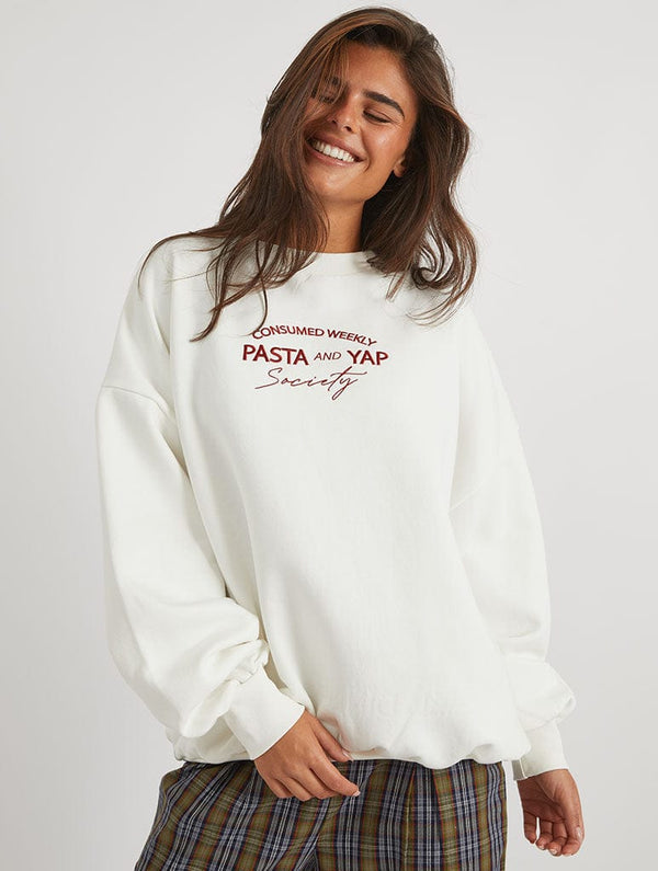 Skinnydip London Girl Dinner Society Sweatshirt In Ecru – Skinnydip London