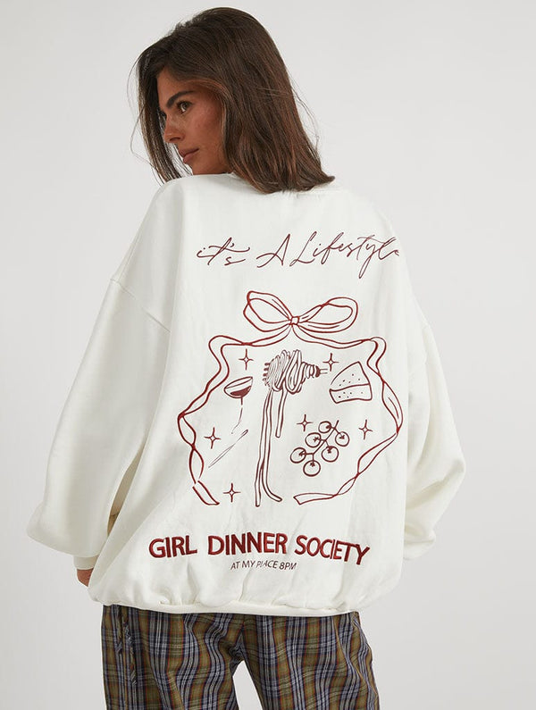 Skinnydip London Girl Dinner Society Sweatshirt in Ecru – Skinnydip London