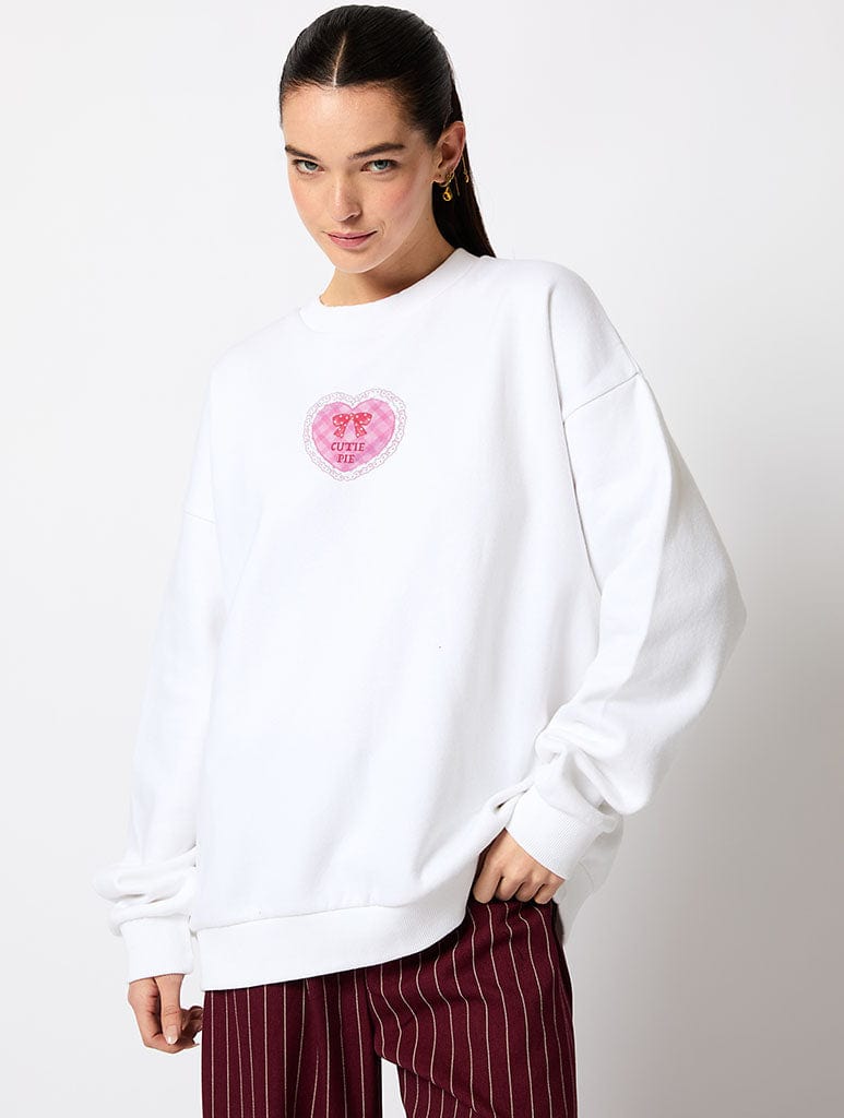 Skinnydip London Hello Kitty X Skinnydip Dear Darling Sweatshirt In Ecru