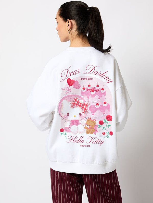Skinnydip London Hello Kitty x Skinnydip Dear Darling Sweatshirt in Ecru