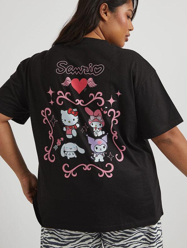 Skinnydip London Hello Kitty x Skinnydip Mixed Character T-Shirt in Black