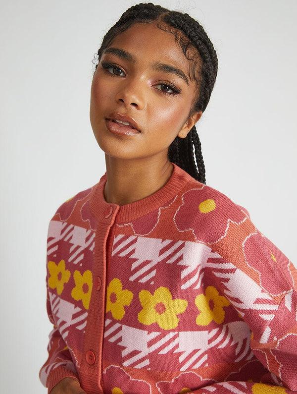 Skinnydip London Houndstooth Flower Knitted Cardigan – Skinnydip London