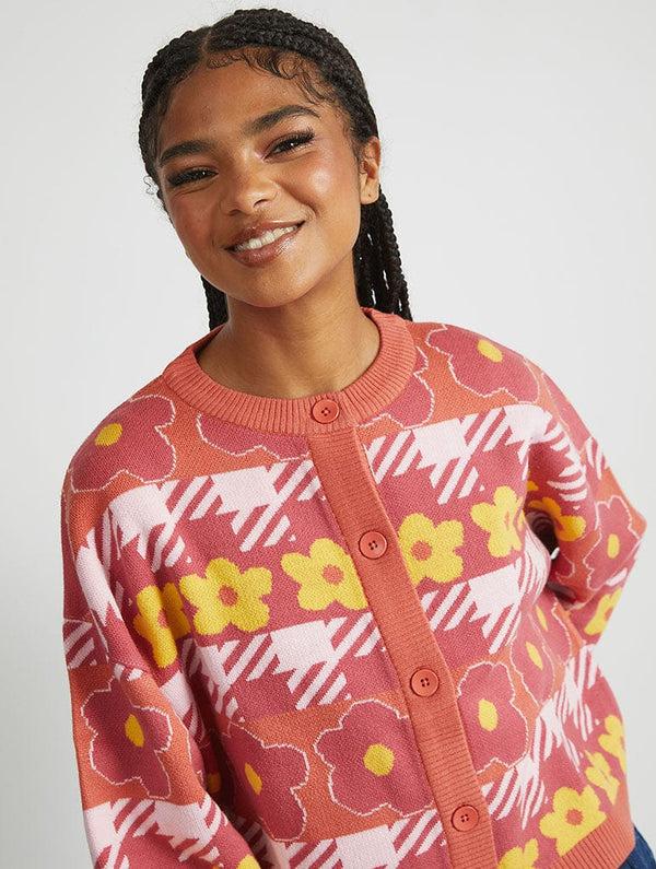 Skinnydip London Houndstooth Flower Knitted Cardigan – Skinnydip London