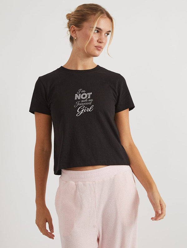 Skinnydip London I'm Not Such An Innocent Girl Baby T-Shirt In Black
