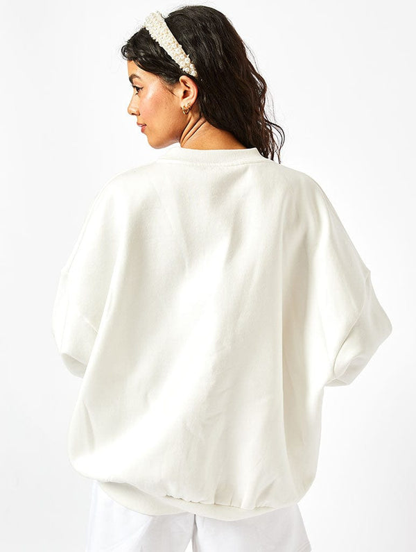 Skinnydip London I'm Working Late Sweatshirt In Ecru