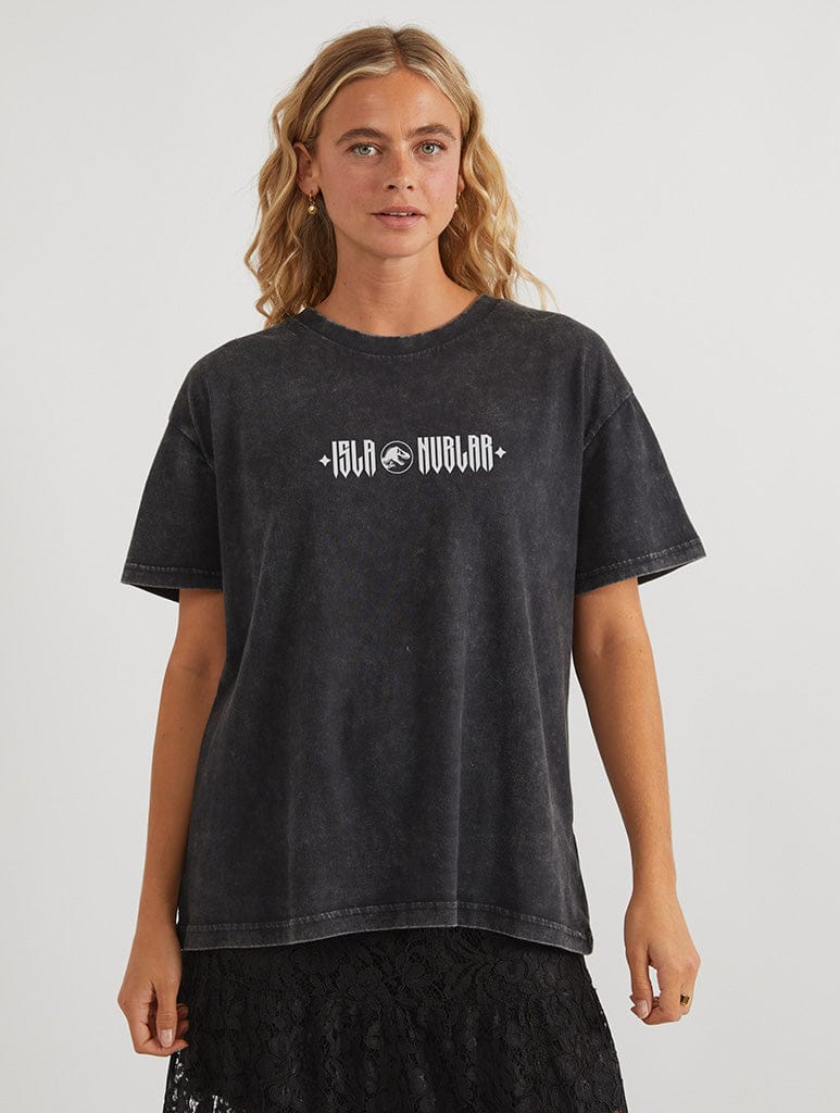Skinnydip London Jurassic World X Skinnydip Band T-Shirt In Acid Wash