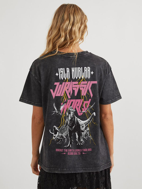 Skinnydip London Jurassic World x Skinnydip Band T-Shirt In Acid Wash