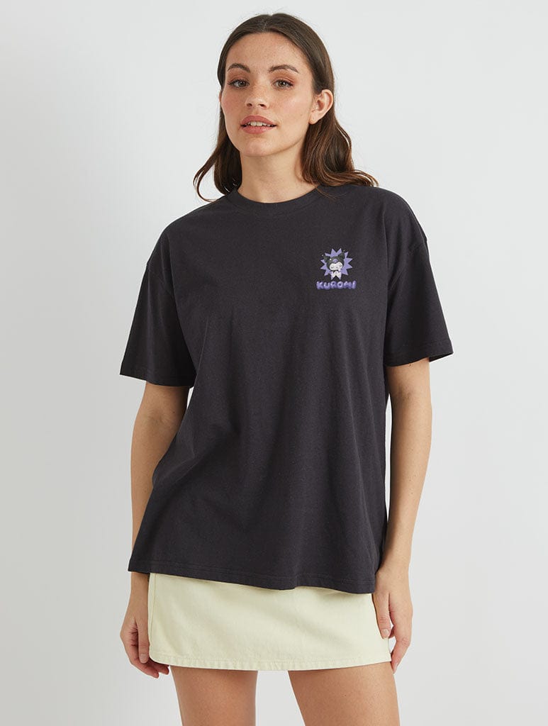 Skinnydip London Kuromi Purple Graphic T-Shirt In Black
