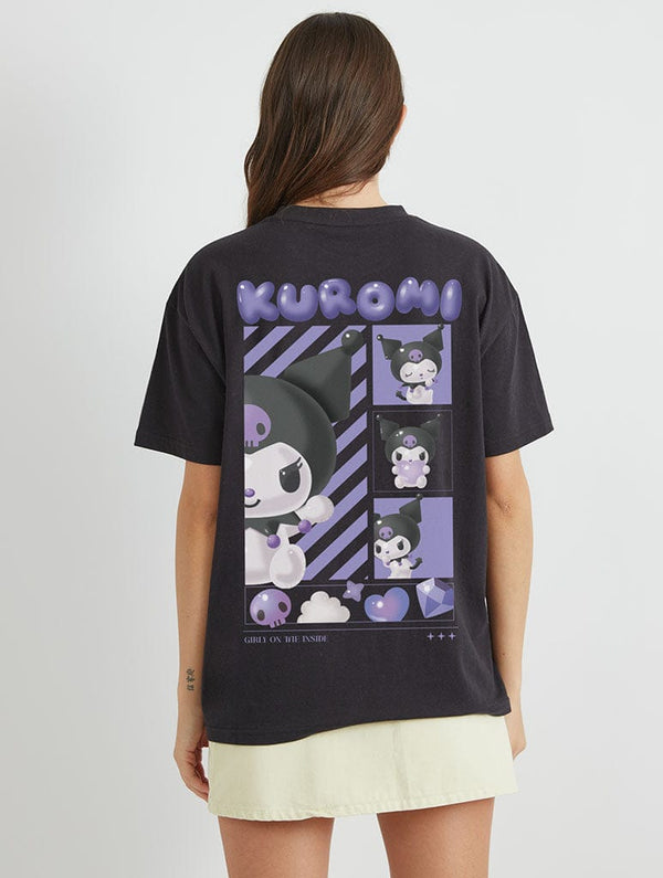 Skinnydip London Kuromi Purple Graphic T-Shirt In Black