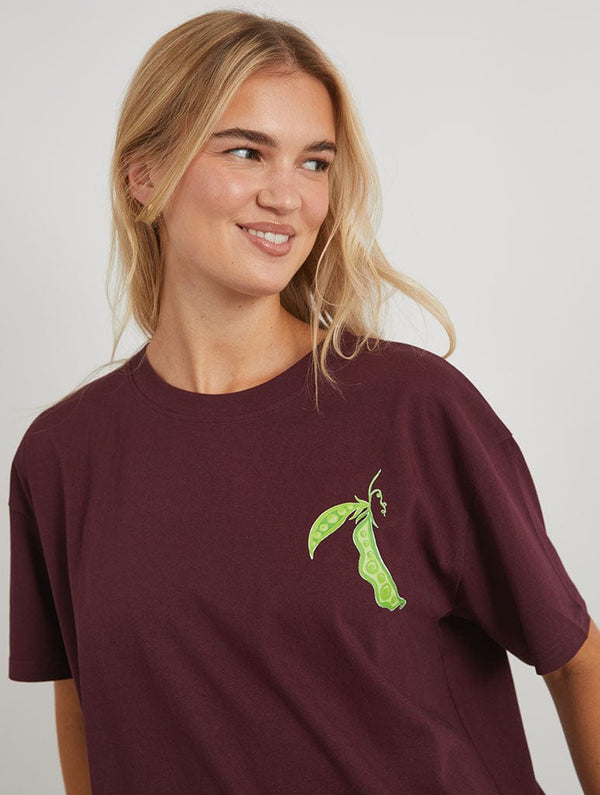Skinnydip London Le Petit Pois T-Shirt In Burgundy – Skinnydip London