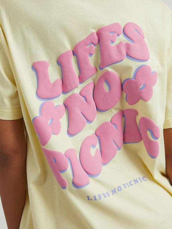 Skinnydip London Life's No Picnic T-Shirt In Buttermilk