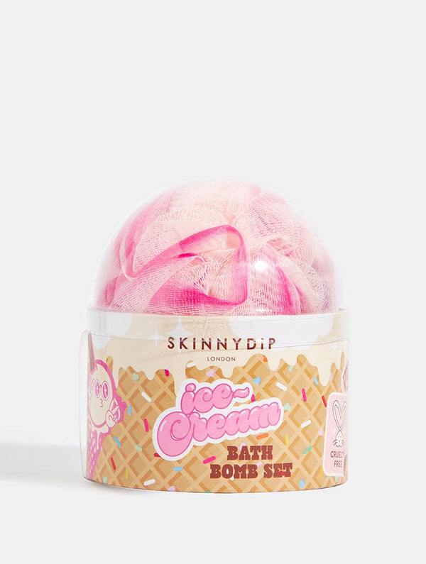 Skinnydip London Loofah & Ice Cream Bath Bomb Gift Set