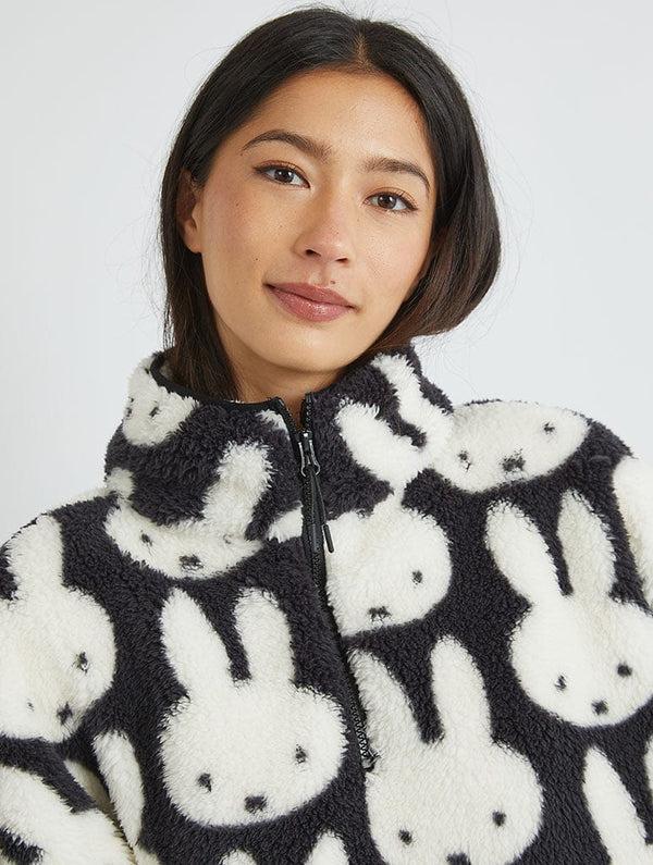 Skinnydip London Miffy X Skinnydip Repeat Print Longline Fleece In Black And White