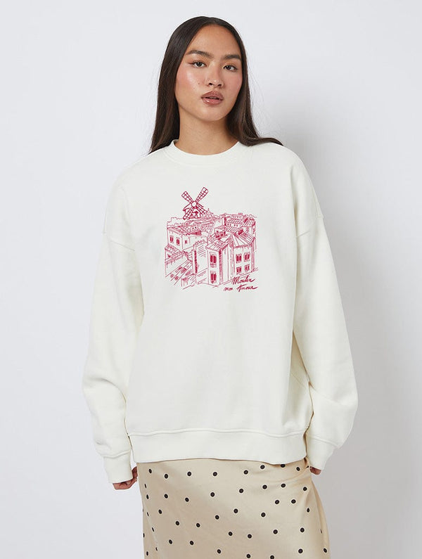 Skinnydip London Moulin Rouge x Skinnydip Windmill Sweatshirt In White