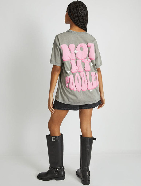 Skinnydip London Not My Problem T-Shirt In Acid Wash