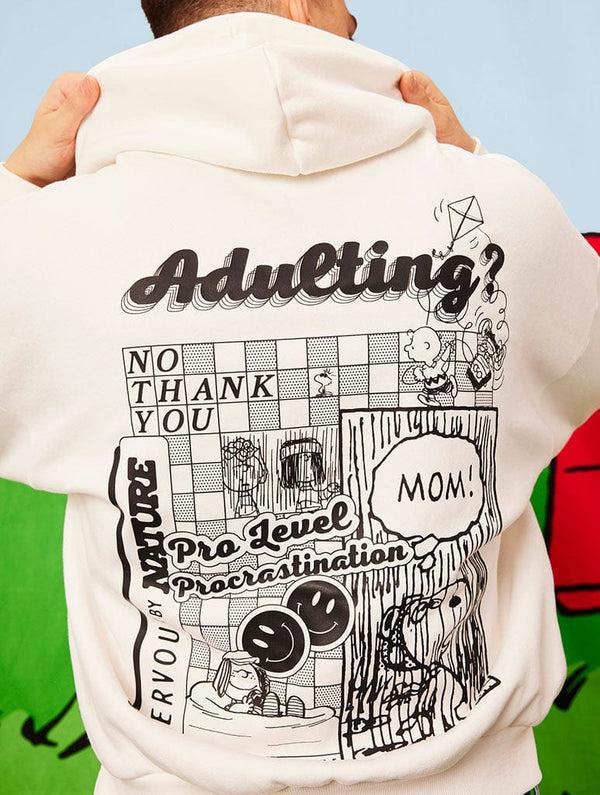 Skinnydip London Peanuts x Skinnydip Snoopy Adulting Hoodie in Ecru