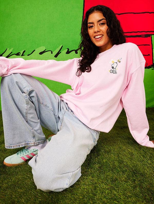 Skinnydip London Peanuts X Skinnydip Snoopy Carefree Sweatshirt In Pink