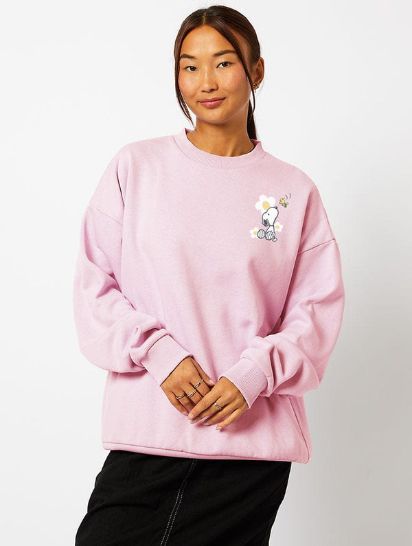 Skinnydip London Peanuts X Skinnydip Snoopy Carefree Sweatshirt In Pink