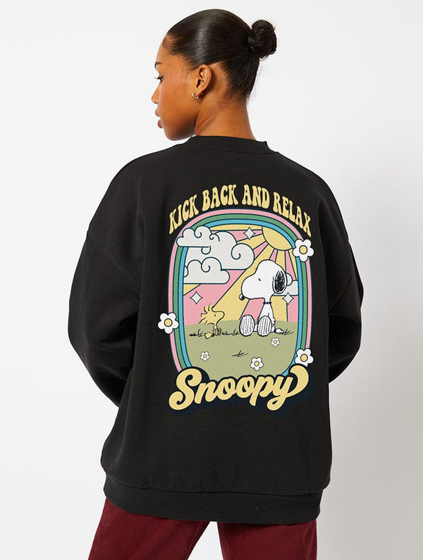 Skinnydip London Peanuts x Skinnydip Snoopy Kick Back & Relax Sweatshirt in Black