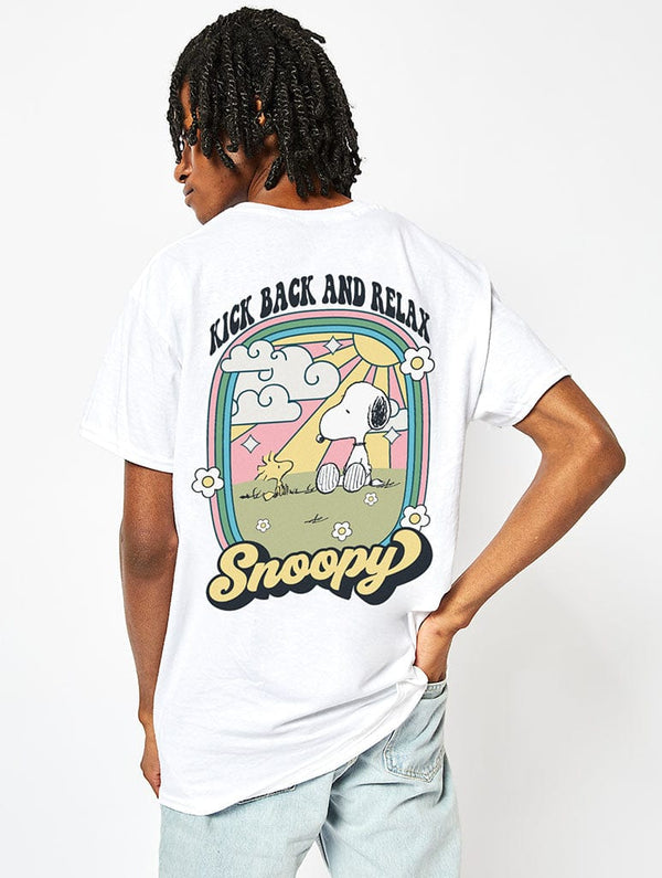 Skinnydip London Peanuts X Skinnydip Snoopy Kick Back & Relax T-Shirt In Ecru