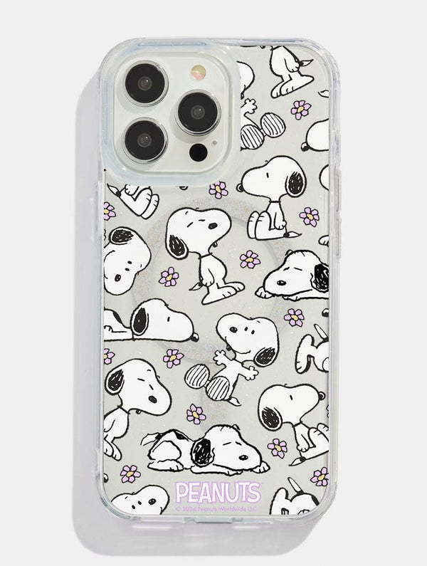 Skinnydip London Peanuts x Skinnydip Snoopy Lilac Daisy Glitter MagSafe iPhone Case